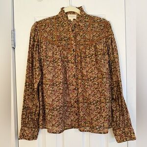 Sézane Fall Block PrintFloral Blouse